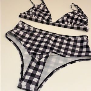 NBW black and white gingham bikini